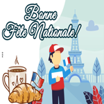 Postcard fête nationale (prise de la bastille)