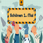 Postcard maifeiertag/der erste mai/tag der arbeit