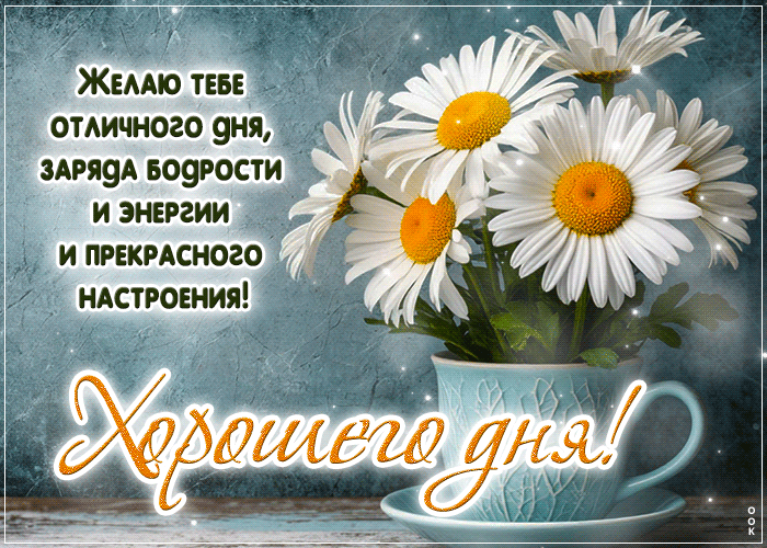 Postcard душевная гиф-открытка, желает тебе отличного дня