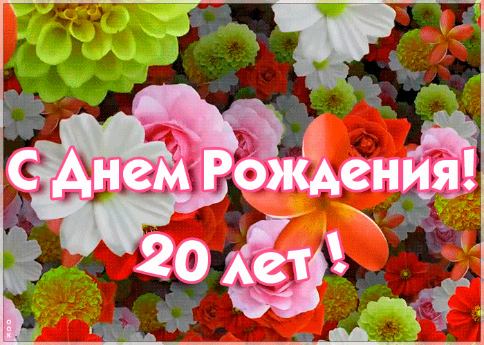 Открытка С Днем Рождения 20 лет Розовые цветы 1-41-314А Мир открыток