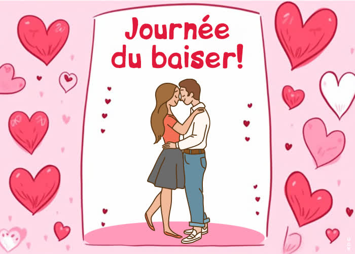 Postcard journée internationale du baiser