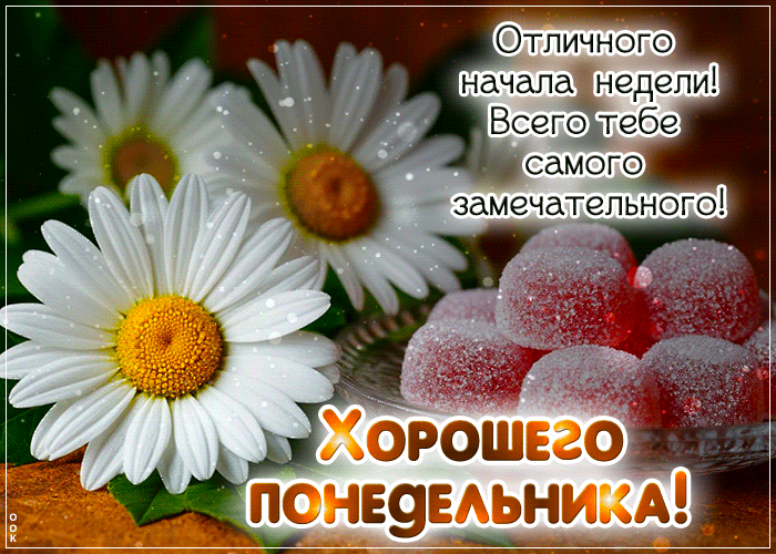 Postcard легкая гиф-открытка, хорошего понедельника и отличного начала дня