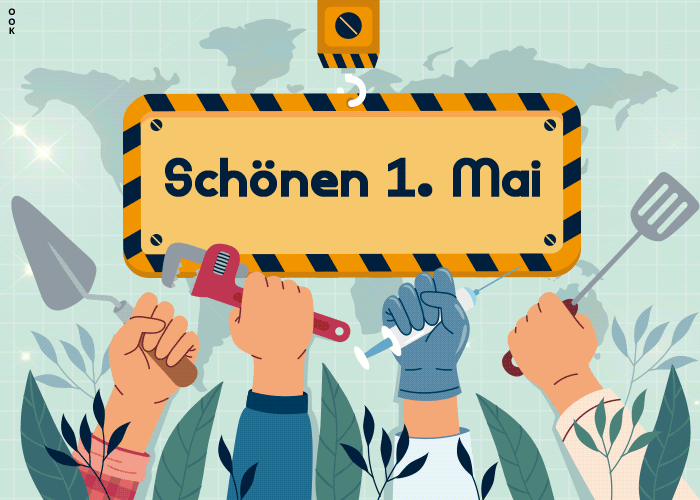 Postcard maifeiertag/der erste mai/tag der arbeit