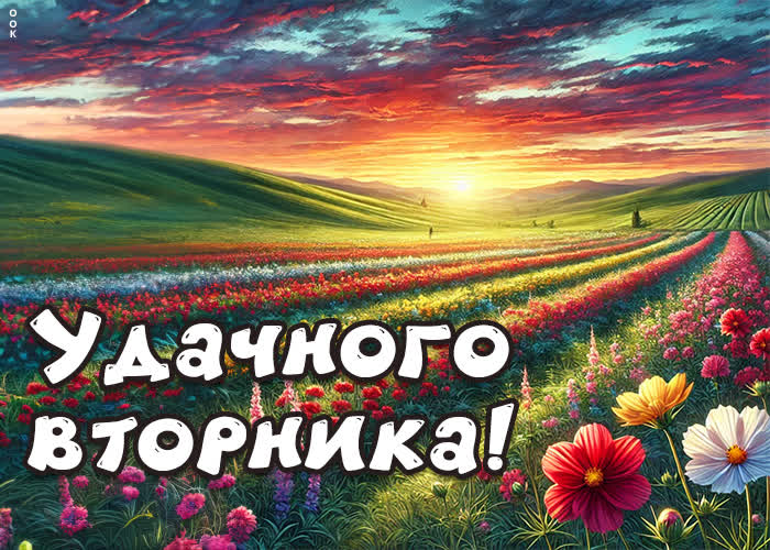 Postcard открытка с пожеланиями на вторник