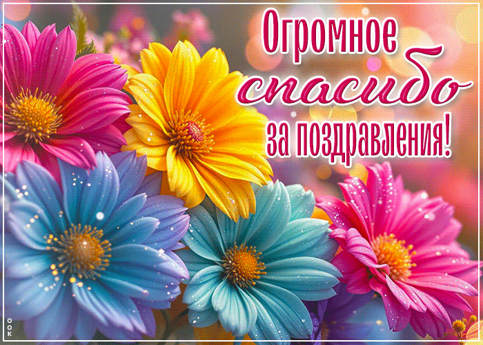 Postcard трогательная гиф-открытка, огромное спасибо за поздравления