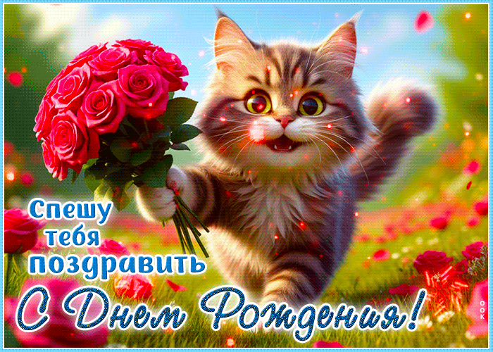 Postcard удивительная гиф-открытка, спешит поздравить с днем рождения