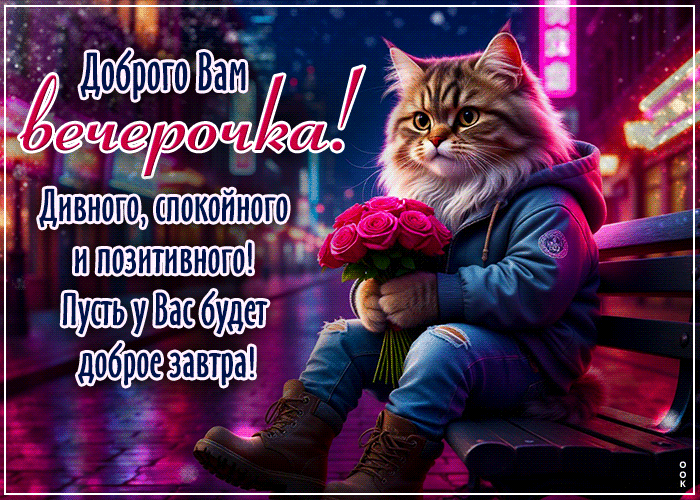 Postcard забавная гиф-открытка, доброго вам вечерочка
