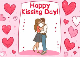 Postcard international kissing day