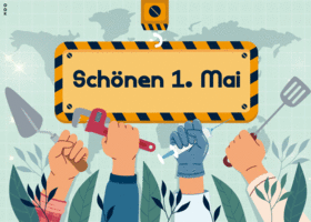 Postcard maifeiertag/der erste mai/tag der arbeit