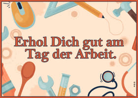Postcard maifeiertag/der erste mai/tag der arbeit