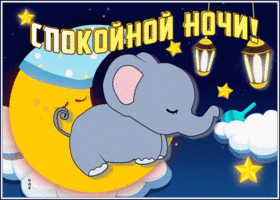 Picture милая картинка спокойной ночи со слоником