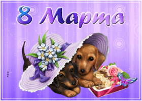 Картинка открытка на 8 марта с собачками