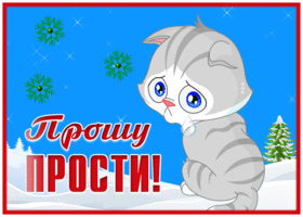 Postcard открытка прости с чудесным котиком и зимой