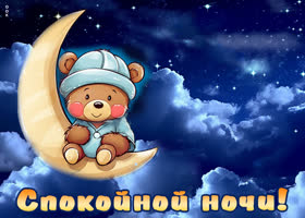Picture приятная открытка спокойной ночи с медвежонком на месяце