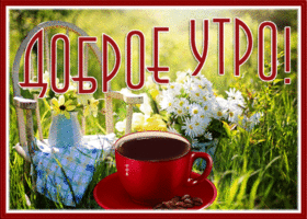Picture солнечная открытка с добрым утром, чашечка ароматного кофе
