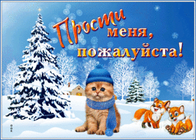 Postcard зимняя открытка прости меня, пожалуйста, с лисичками